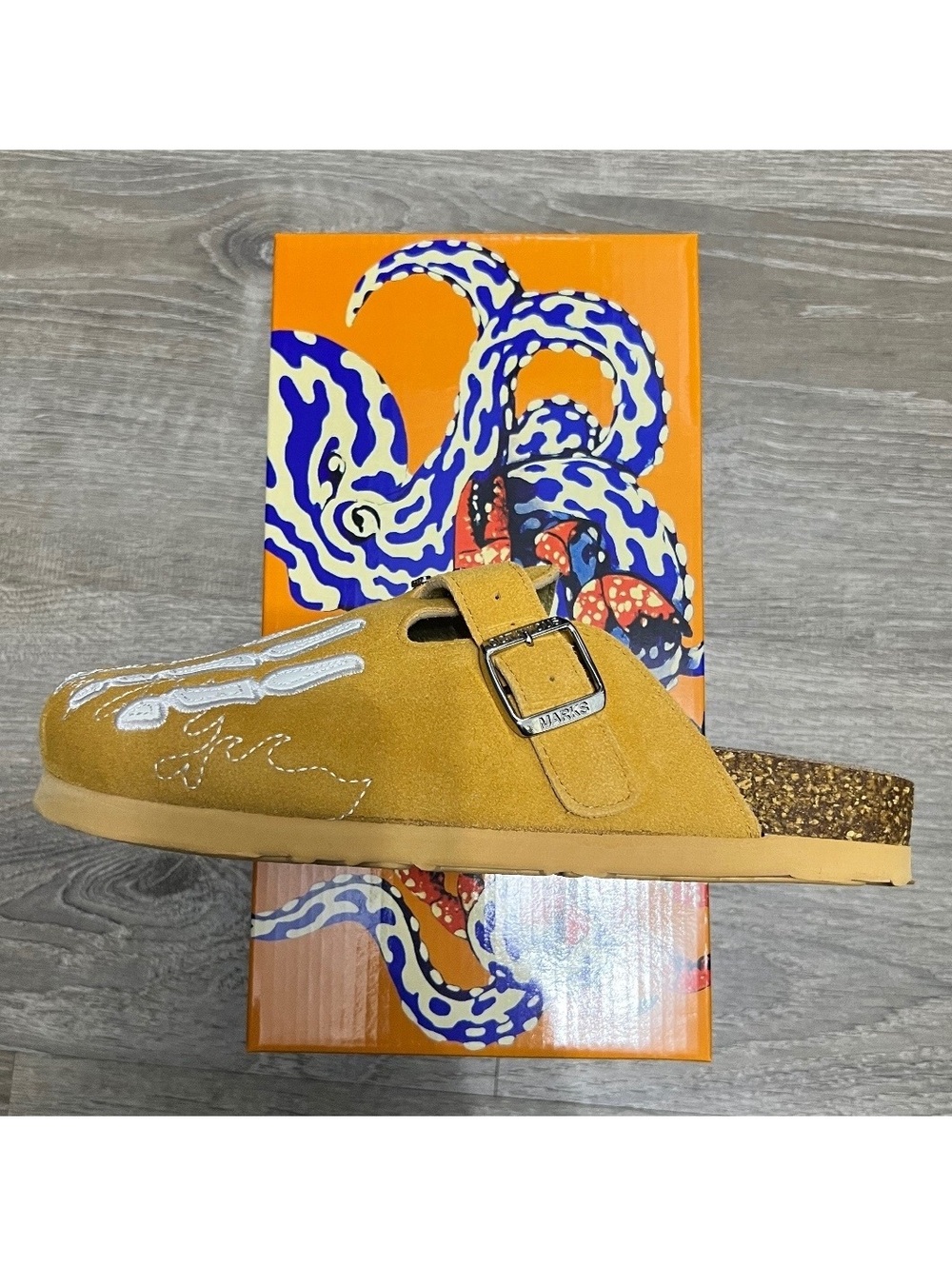 Octavious Marks Canary Orange Lobsters Suede Clogs Size 13/14